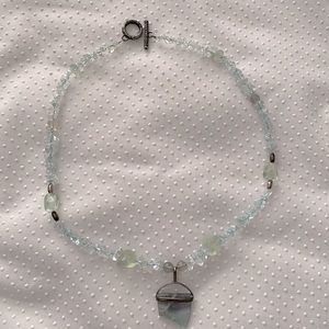 Vintage necklace aquamarine natural 925 sterling silver